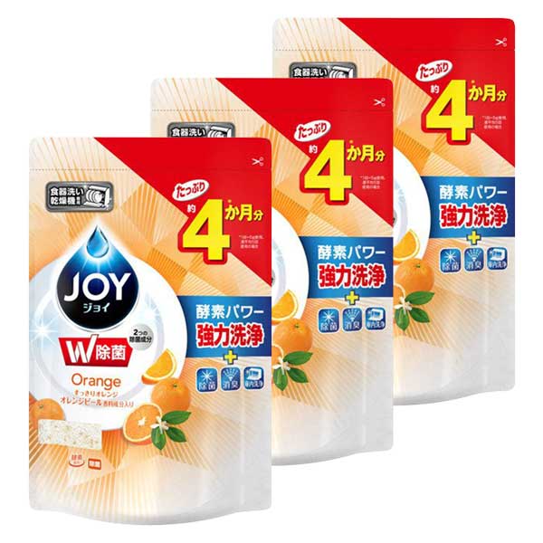 【3セット】 食洗機用 ジョイ オレンジピール成分入り つめかえ用 490g P G JOY 食器用洗剤 食洗機用 食器洗い機用 粉末タイプ 強力除菌 消臭 ファブリーズ 共同開発 大容量 洗浄力 食器 庫内 洗浄 汚れ こびりつき すっきり オレンジ 爽やか