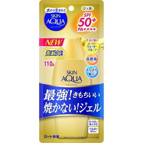 ポイント5倍★16日1:59まで♪【送料無料】 スキンアクア スーパーモイスチャージェルゴールド SPF50+ PA++++ 110gロート製薬 SKIN AQUA ウォータープルーフ 日焼け止め 汗 水 紫外線