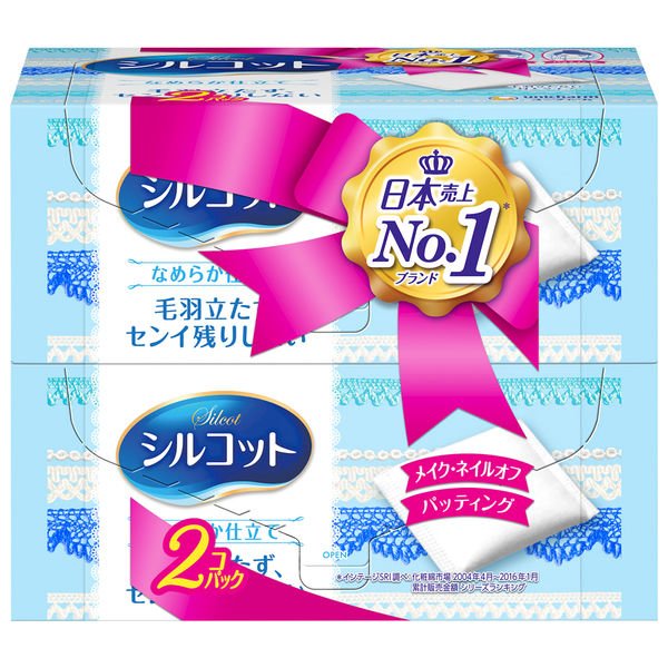 発売以来、ずっと皆様に愛され続けているロングセラー商品！ ●毛羽立たず、センイ残りしない封入タイプ ●メイクやネイルのオフ、ふきとり、パッティングなどに ●封入りタイプでシルキータッチ ※パッケージ・内容等予告なく変更する場合がございます。予めご了承ください。 名称 ユニチャーム シルコット なめらか仕立て 82枚×2コ入 枚数 82枚×2コ入 区分 日用品/日本製 メーカー ユニ・チャーム 広告文責 株式会社LUXSEED 092-710-7408 配送について 代金引換はご利用いただけませんのでご了承くださいませ。 通常ご入金確認が取れてから3日&#12316;1週間でお届けいたしますが、物流の状況により2週間ほどお時間をいただくこともございます また、この商品は通常メーカーの在庫商品となっておりますので、メーカ在庫切れの場合がございます。その場合はキャンセルさせていただくこともございますのでご了承くださいませ。 送料 送料無料