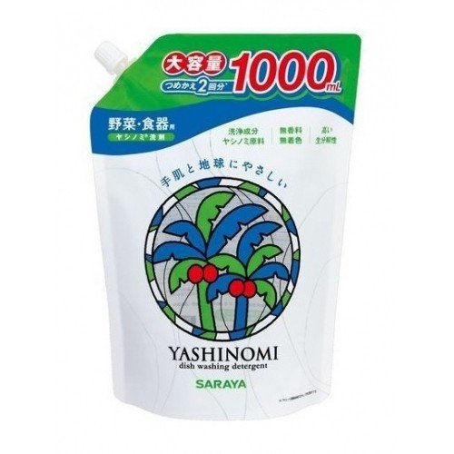 サラヤ ヤシノミ洗剤 詰替え用 1000ml 食器用洗剤 詰め替え 野菜洗浄 植物原料 手肌 やさしい 荒れない 手荒れ 無香料 無着色 高品質 認証植物油 大容量 キャップタイプ ロングセラー 人気 おすすめ SARAYA 野菜 果物 食器 調理器具用