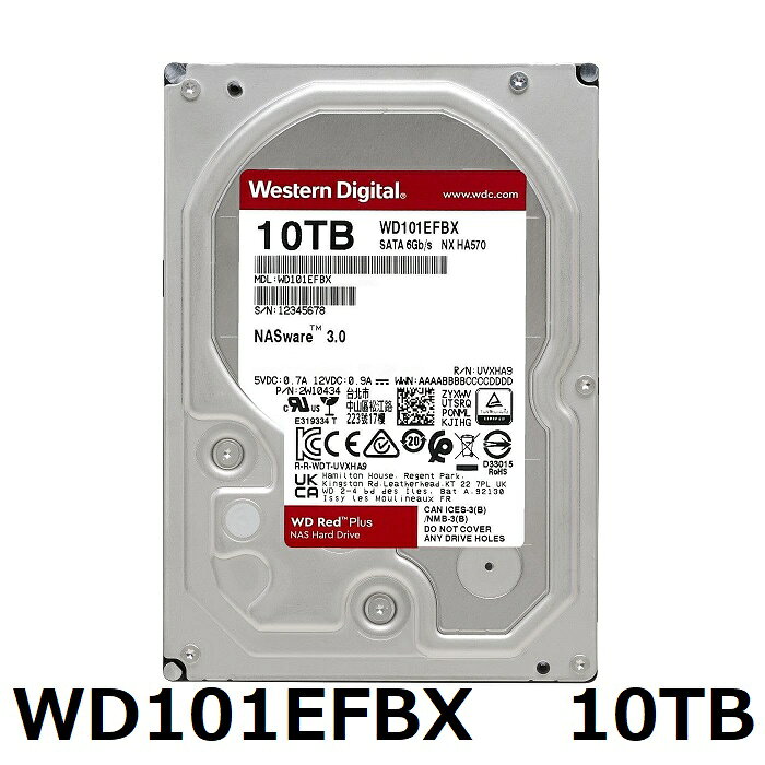 HDD 10TB Western Digital WD RED WD101EFBX ウエスタンデジタル ハードドライブ ハードディスク PC パソコン 業務効率化 動画保存 並行輸入品