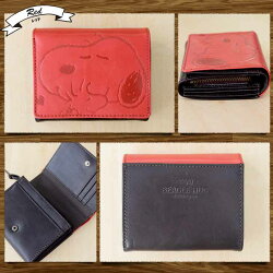 【送料無料】スヌーピー/SNOOPYBEAGLEHUG牛革二つ折れ財布(レッド/キャメル)(snoopy通販|ビーグルハグビーグルハグ|スヌーピー財布|wallet|サイフ|SNOOPY|本皮本革牛皮高級財布|ギフト|プレゼント)【92208】