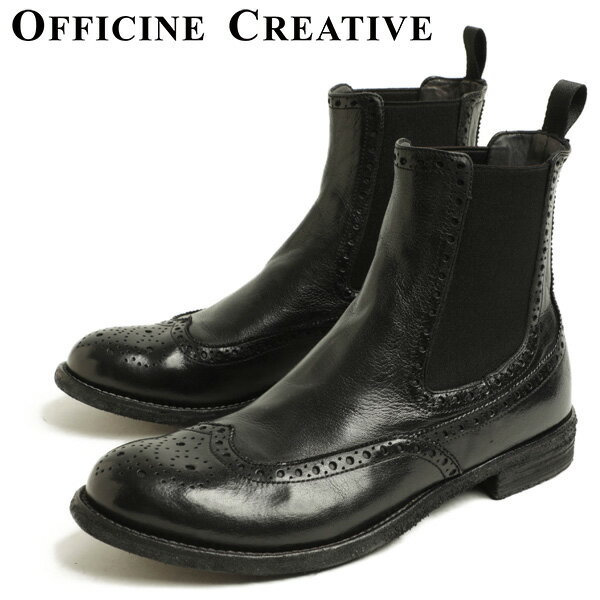 OFFICINE CREATIVE オフィチーネ クリエイティブ レディース ブーツ ショート サイドゴア レザー ウイングチップ LEXIKON 151 NERO ブラック