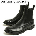 OFFICINE CREATIVE オフィチーネ クリエイティブ レディース ブーツ ショート サイドゴア レザー ウイングチップ LEXIKON 151 NERO ブラック