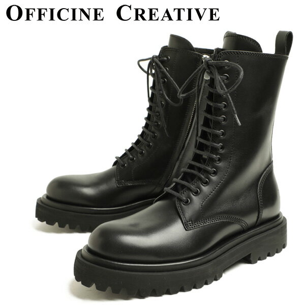 OFFICINE CREATIVE オフィチーネ クリエイティブ レディース ミドル ブーツ レースアップ サイドジップ コンバット レザー EVA 厚底 WISAL 018 NERO ブラック