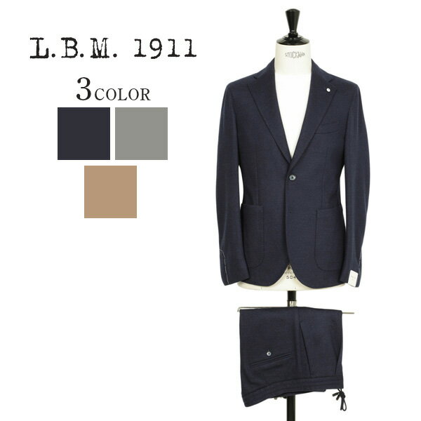 【国内正規品】L.B.M.1911 エルビーエム メンズ スーツ セットアップ 2B シングル ワンプリーツ ドローコード ウール ジャージ 3811-4579...
