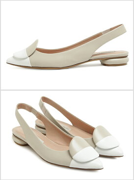 VITTORIO VIRGILI ヴィットリオヴィルジリ ローヒールパンプス バイカラー バックストラップ LVD2922A NATURAL/WHITE ベージュ/ホワイト