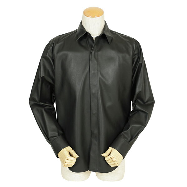 CALIBRO 12 カリブロ 12 レザーシャツ ナッパレザー ラム 比翼 スナップボタン NAPPA LEATHER SHIRTS BLACK/ブラック