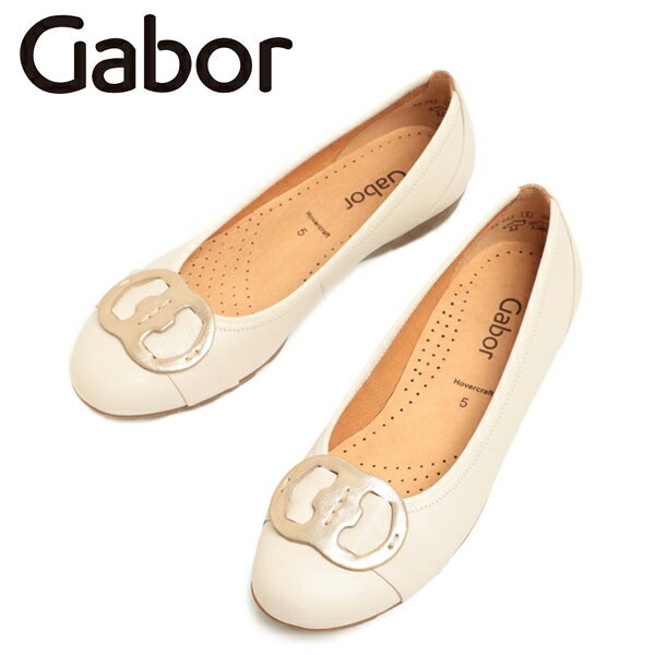 gabor ガボール レディース シューズ パンプス ローヒール フラット レザー ラウンドトゥ パイピング ..