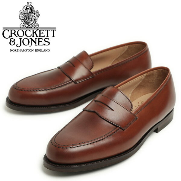 CROCKETT＆JONES クロケット＆ジョーンズ コイン ローファー スリッポン シューズ BOSTON レザー カーフ 314E BURNISHED CALF CHESTNUT チェスナット