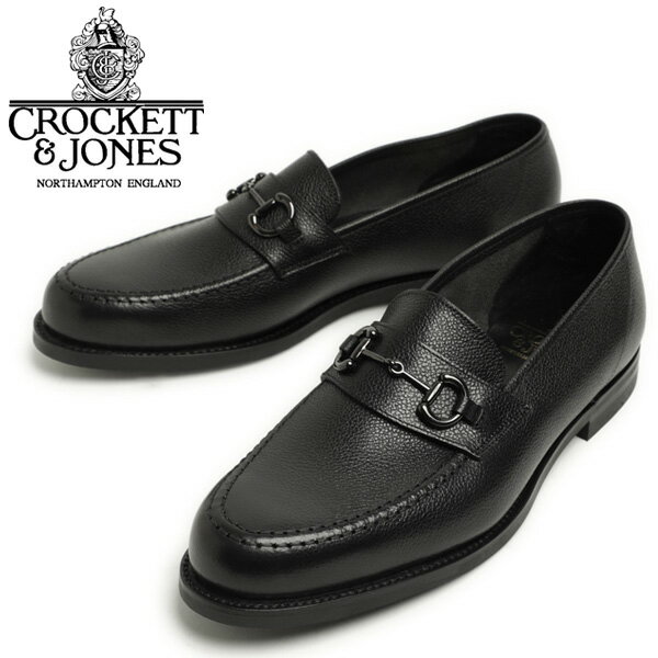 CROCKETT＆JONES クロケット＆ジョーンズ ローファー スリッポン ビット シューズ FINCHLEY2 レザー ぺブルグレイン カーフ アンラインド 376E PEBBLE GRAIN CALF BLACK ブラック