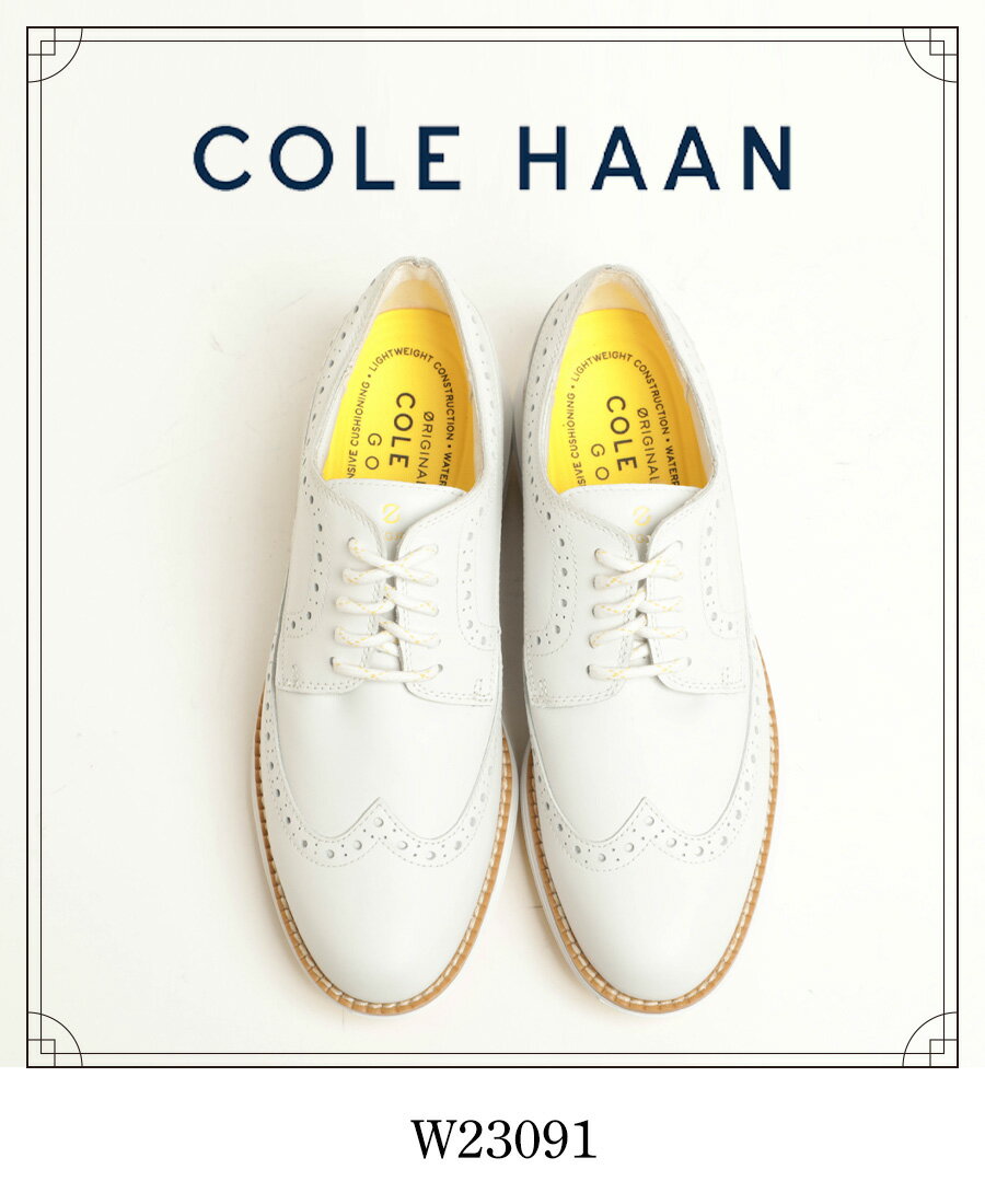 COLE HAAN コールハーン シューズ ゴルフ レディース ゴルフシューズ レザー ウイングチップ スパイクレス レースアップ オリジナルグランド ウイング オックス ゴルフ ウォータープルーフ W23091 ホワイト ローカット