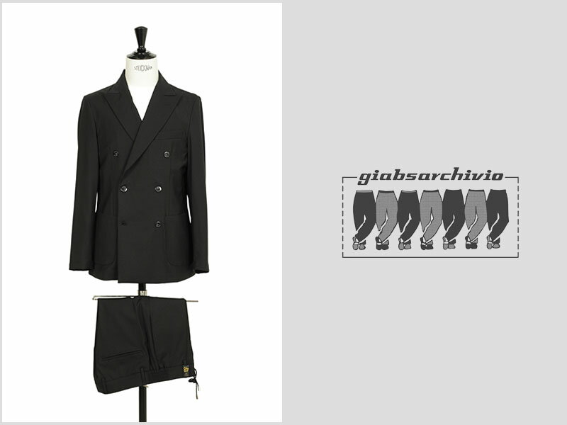 giabsarchivio ジャブスアルキヴィオ セットアップ PALAGIO パラジオ MASACCIO マサッチョ GOLD ゴールド ウール ストレッチ ダブル 永久クリース ジニョーネ A8521 30 オリーブ 90 ブラック