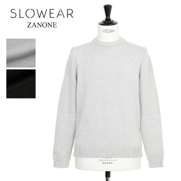 SLOWEAR スローウエア ザノーネ 5ゲージ ミドルゲージ クルーネック ニット ウール 810234 ZR229 Z0015 ブラック Z4868 ライト...