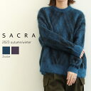 SACRA サクラ レディース ニット プルオーバー キッドモヘヤ ジャカード アーガイル チェック MOHAIR PLAID JACQUARD TOP 123530082 PURPLE/パープル INK BLUE/インクブルー 1