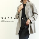 SACRA サクラ レディース ジャケット テーラード ダブル グレンチェック ビッグショルダー ダブルピークドラペル GLENURQUHART CHECK JACKET 123503021 BEIGE/ベージュ