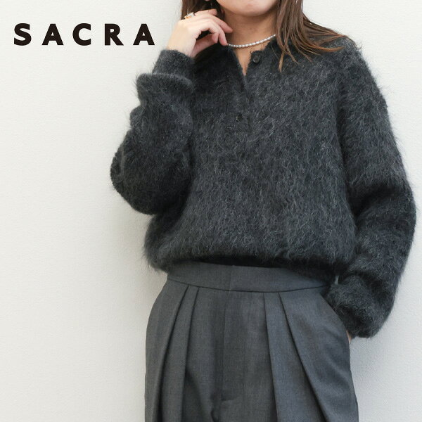 SACRA サクラ レディース ニット ローゲージ モヘア ナイロン ストレッチ メランジ FINE KID-MOHAIR FU..