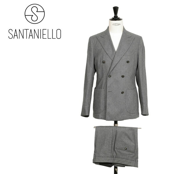 SANTANIELLO サンタニエッロ スーツ セットアップ メンズ ダブル 6B テーパード ワンプリーツ カシミヤ ナイロン ポリエステル ストレッチ V7...