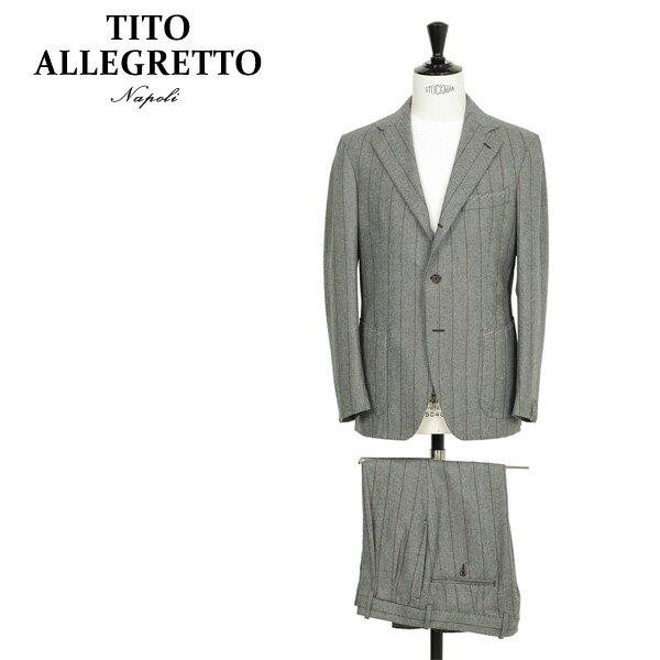 TITO ALLEGRETTO ティートアッレグレット スーツ セットアップ シングル 3B ツープリーツ ウール ストライプ ヘリンボーン TA-11 BR ...