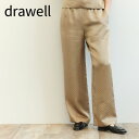 drawell ドロウェル パンツ ワイド ドット ドローストリング ウエストゴム レーヨン ポリエステル ジャガード 4-1-DW-8 ベージュ