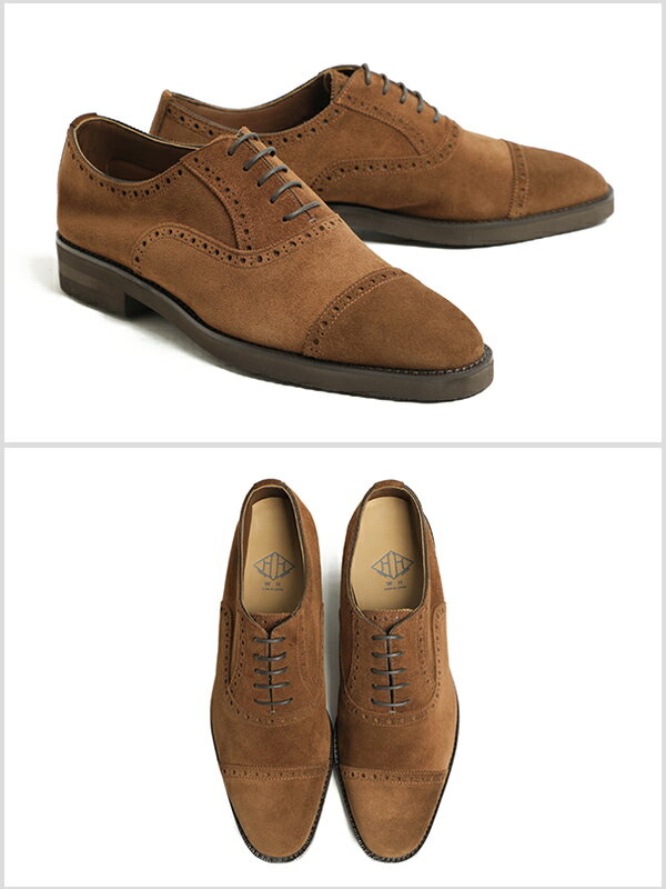 【ふにゃ男シリーズ新モデル！】WH ダブルエイチ ヒロシツボウチ×干場義雅 ハーフブローグ キャップトゥ シューズ スエード カーフ ヤヌス アンラインド BONJU WHF-0008J POLO BRN ブラウン