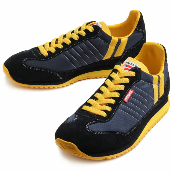 楽天菅原靴店 （Sugawara Ltd）PATRICK パトリック スニーカー メンズ MARATHON マラソン 9422 NAVY YELLOW ネイビー イエロー ナイロン スエード