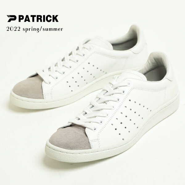 PATRICK パトリック スニーカー ローカット メンズ PUNCH-CLDY レースアップ ステア レザー ピッグヌバック 504320 WHT ホワイト