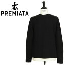 PREMIATA プレミアータ メンズ ニット ミドルゲージ クルーネック ウール ナイロン ロゴ刺繍 長袖 ミリタリーPMG07 BLACK ブラック