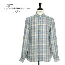 Finamore フィナモレ メンズ シャツ カッタウェイ リネン チェック柄 ブロックチェック マルチカラー SIMONE BALI 長袖 P4040 1 ブルーチェック