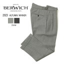 BERWICH ベルウィッチ SCOTCH スコッチ パンツ ワイド テーパード ベルトレス ツープリーツ ウール サイドアジャスター DARKGREY/ダークグレー