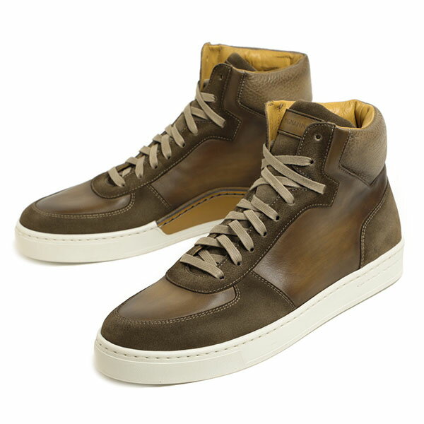 MAGNANNI マグナーニ メンズ 靴 スニーカー ハイカット レースアップ レザー スエード シボ コート オパンケ 22480 TORBA ブラウンのサムネイル