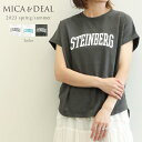 MICA DEAL マイカアンドディール レディース ロゴ Tシャツ クルーネック コットン ビッグシルエット ヘムラウンド 209151 “STAINBERG”pt t-shirt CHARCOAL/チャコール MULTI/マルチ WHITE/ホワイト