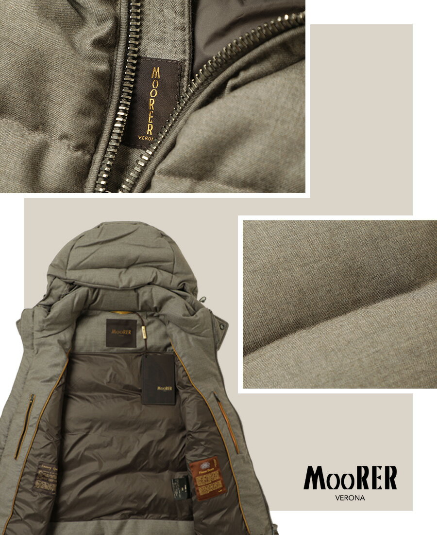 【国内正規品】MOORER ムーレー ダウン ベスト メンズ ウール カシミヤ フードあり 取外し可 ショート丈 FIRE FAYER L BEIGE ベージュ