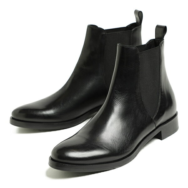 Luca Grossi ルカグロッシ ブーツ サイドゴア ショートブーツ レザー ハーフラバー D259T NERO ブラック