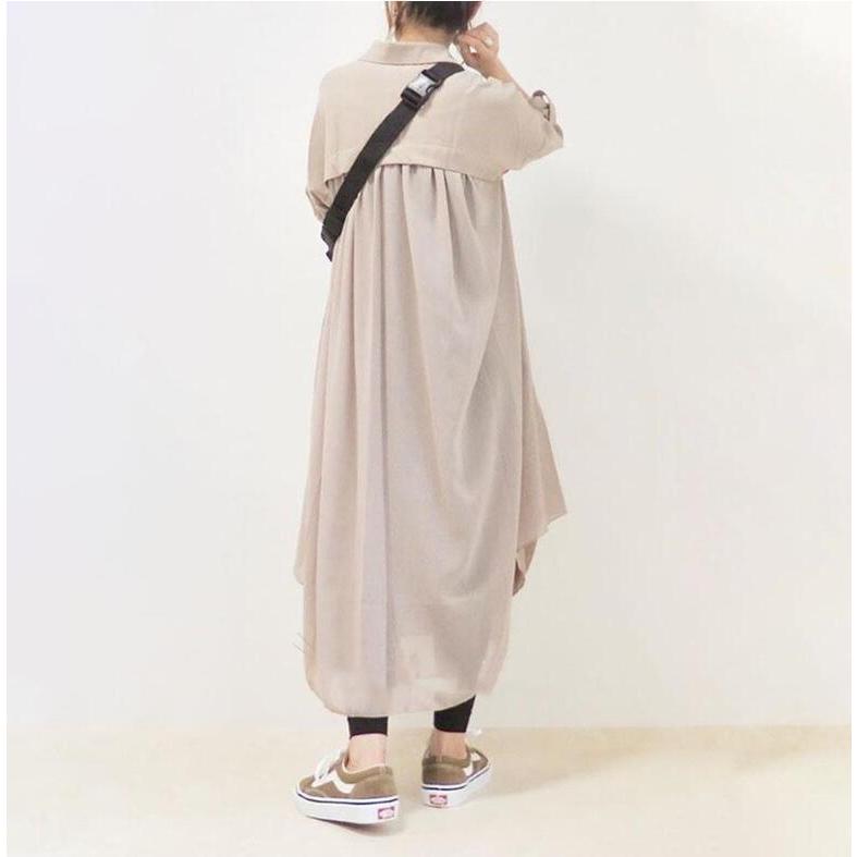 シャツワンピース レディース 春 きれいめ ワンピース 40代 春夏 長袖 ロングシャツ ロングワンピ 羽織り 切り替え ゆったり 大きいサイズ 体型カバー 通勤