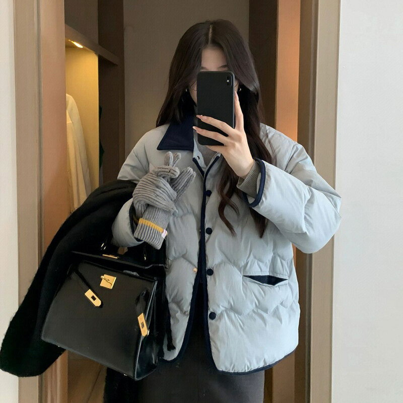 ダウンジャケット レディース ノーカラーコート キルティングジャケット アウター 中綿入り ショート丈 軽量 秋冬