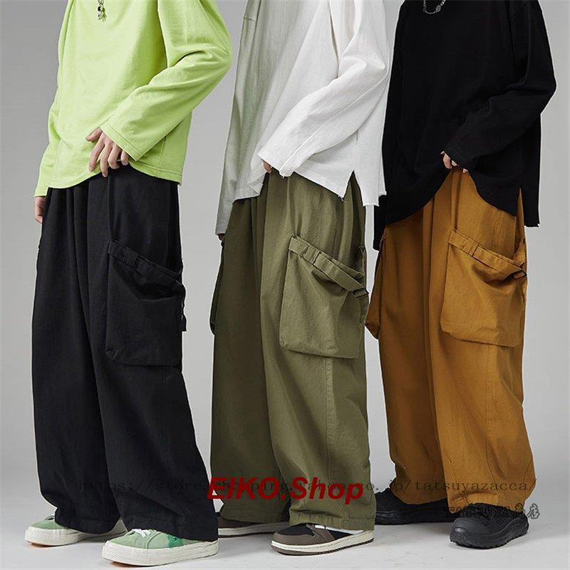 ワイドパンツメンズ ボトムス パンツ ワイドルーズストレッチカジュアル ファッション 通学上品 通勤 新作 ストレート 20代 30代 春夏 九分丈 無地 人気