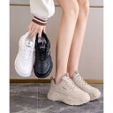 【スーパーSALE限定】厚底ダッドスニーカー レースアップ 美脚