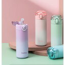 【現物】水筒 340ml/420ml おしゃれ 子供 大人 ストロー 保冷 保温 真空断熱 直飲み ボトル ワンタッチ ステンレス 蓋付き 漏れ防止 通勤 通学
