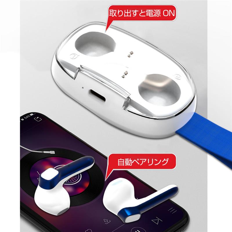 ワイヤレスヘッドセット Bluetooth 5.0 防水防汗 充電ケース付き HIFI高音質 クリア スタイリッシュ 片耳/両耳通用 遅延なし 無痛装着 自動ペアリング