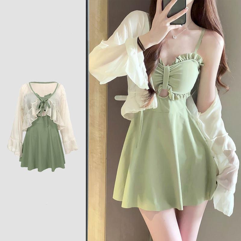 レディース 新しい サマー 着痩せ アボカド グリーン 水着 高級感 温泉です 水着 カーディガン