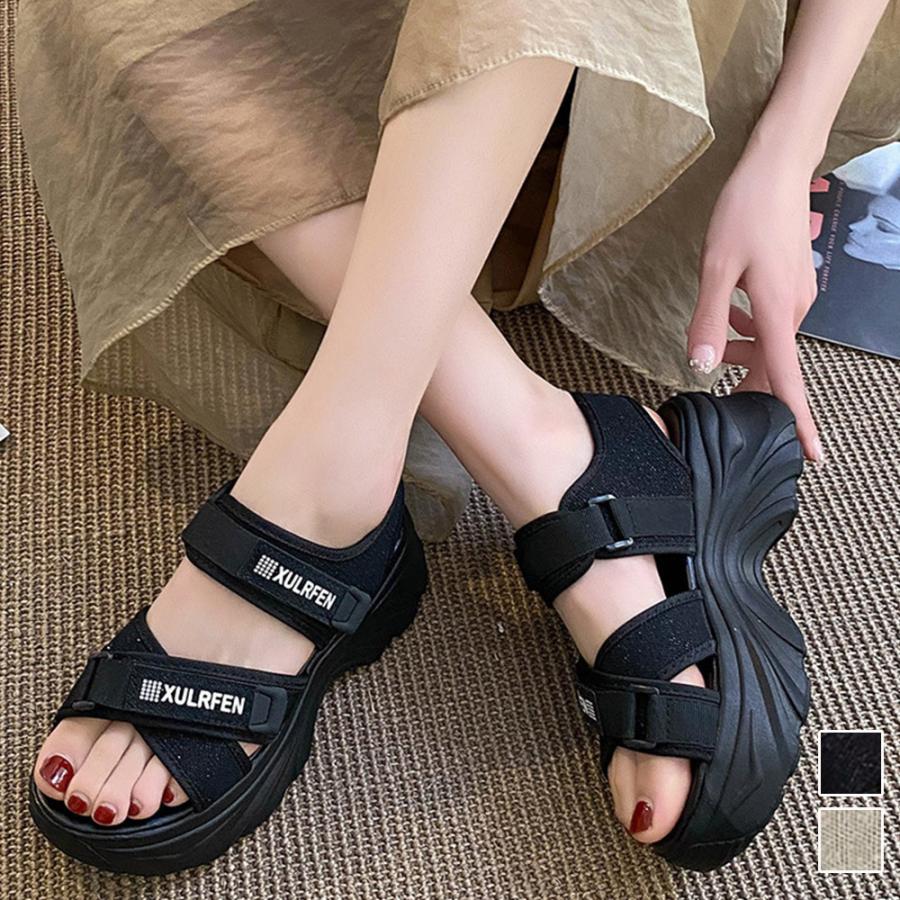 スポーツサンダル 厚底サンダルレディース ボリュームソール靴 リゾートサンダル 履きやすいサンダル