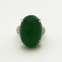 【中古】K18WG ヒスイ 含浸(トリートメント)リング 指輪 H39.9ct D0.24ct 10号 レディース 16.1g