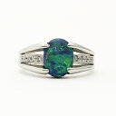 【中古】Pt900 ブラックオパール ダイヤ ファッションリング O 1.18ct D 0.07ct 10号 6.9g 指輪