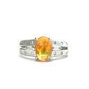 【中古美品】Pt900 メキシコオパール ダイヤ ファッションリング 12号 6.1g O 1.15ct レディース 指輪