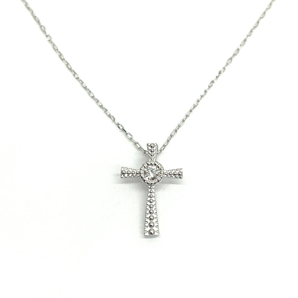 乐天商城 - 【中古】K18WG　ダイヤ　クロス　ネックレス　D0.03ct　0.75g
