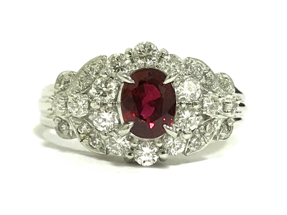 Other - 【中古】Pt900 ルビー 0.88ct　ダイア　0.68ct　デザイン　リング