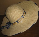 麦帽子(麦チョウチョ柄)1枚【色（青・オレンジ）の指定はできませんランダム選びになります】日除け 夏帽子 麦わら帽子 レディースハット 婦人用帽子　農作業帽子