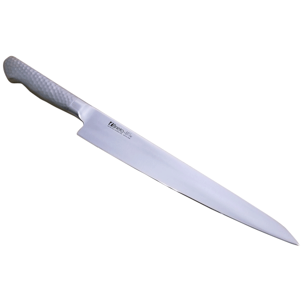 ギフト対応 商品詳細 商品名 　Brieto-M11PRO　筋引270 材質 　刀身/モリブデン・バナジウム鋼　ハンドル/18-8ステンレス鋼 サイズ 　全長400ミリ 刃渡り270ミリ 重さ180g 本研刃造り 　 プロの技術者により、本刃付け する前に研ぎなおしを容易にする ため、水砥の荒砥・中砥を使用し、 刃基を研ぎだしてあります。 　 本刃付け 　 砥石による本格的な刃付けを施し、 鋭い切れ味を長く持続させます。 　 サブゼロ処理 　 1050℃で焼き入れ後に、-73℃ 以下に冷却する特別な処理により 高い硬度と靱性を与え、切れ味を 一段と高めてあります。 　 モナカハンドル 　 18-8ステンレスを使用し、熱湯 殺菌洗浄を可能にした衛生的な ハンドルです。 ※塩素等での殺菌はご遠慮ください。 　　 当店は楽天プレミアム店舗です。 ご安心してお買い物をお楽しみにしてください。 楽天プレミアムとは？ 楽天プレミアム会員になると1ヶ月10件まで送料有料が送料無料になります！ 　　