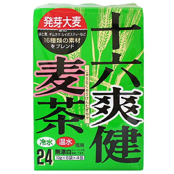 【十六爽健 麦茶　192g(8g×24袋)】【水だし、冷水・温水両用】【16種類の素材を配合!！】〜ルイボス どくだみ はと麦〜